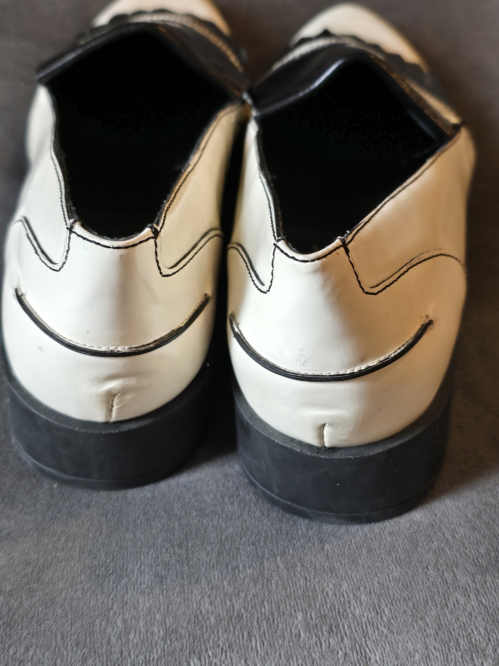 Miista Black & White Leather Fringe Penny Loafers Lug Sole Size 41 Made in Spain - Picture 2 of 6